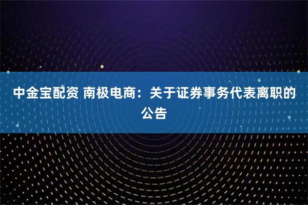 中金宝配资 南极电商：关于证券事务代表离职的公告
